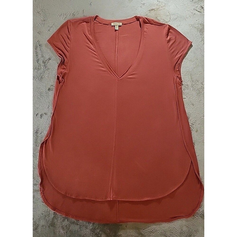 Anthropologie Rust V-Neck Short Sleeve Blouse